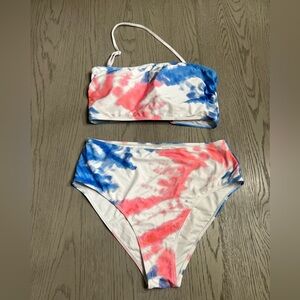 Tie-Dye Bikini Set in Red, White and Blue
